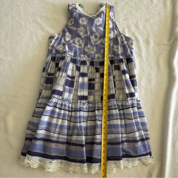 Bunka Blue Cotton Silk Printed Mini Babydoll Dress Size M - Picture 8 of 12